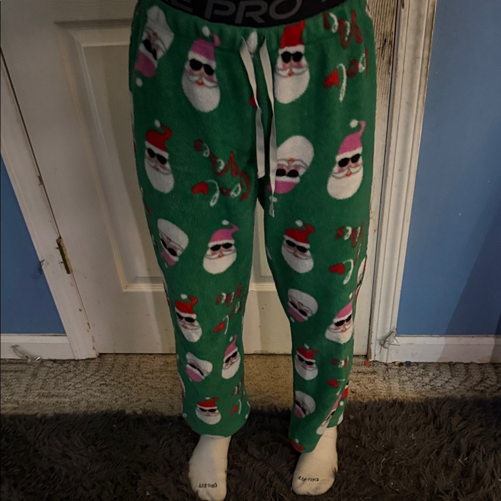 Pj Couture Santa Print Pajama Bottoms - Green and Red